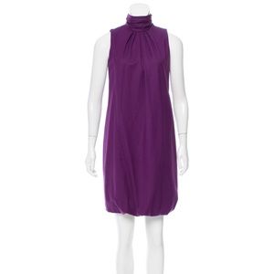 Akris purple wool knee length bubble hem dress